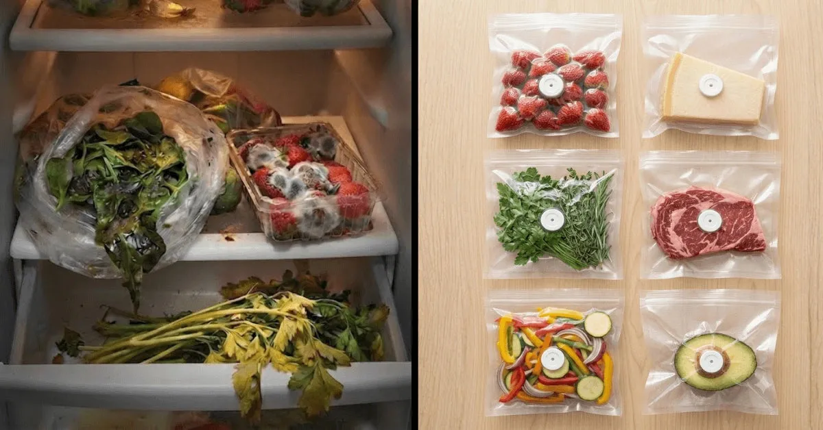 Légumes frais conservés avec la scelleuse sous vide Fresavi